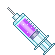pixel art of a syringe with purple liquid inside